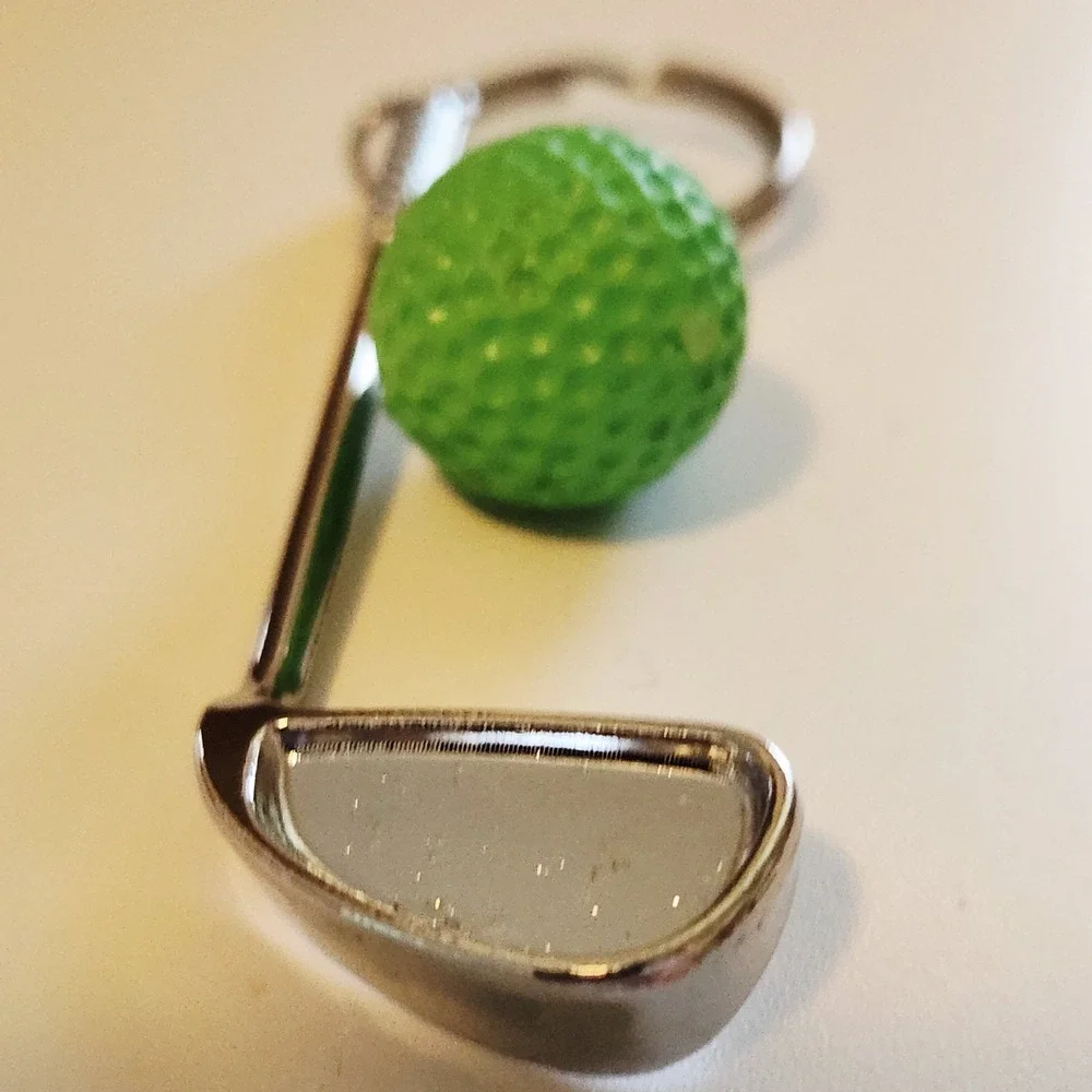 Golf Ball and Club Keychain, Sports Fan Gift, Bag Charm, Golfer Keyring‎ NWOT